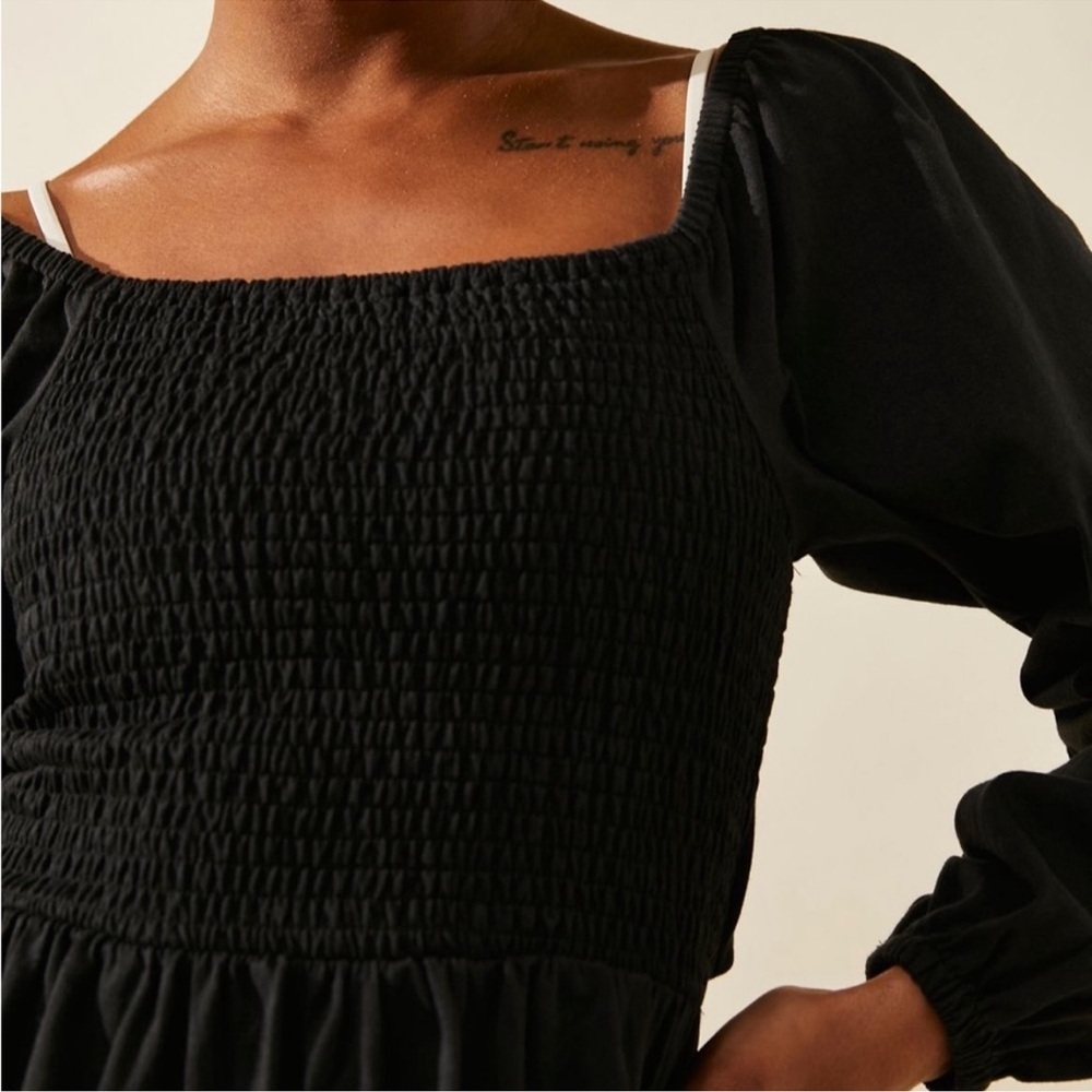 Free People Beach Colette Convertible Smocked Mini Dress Black boho cottage - Picture 6 of 16